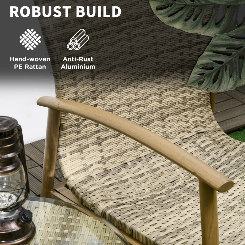 Outsunny 3 Piese de Mobilier de Terasa din Rachita, cu Perne Moi