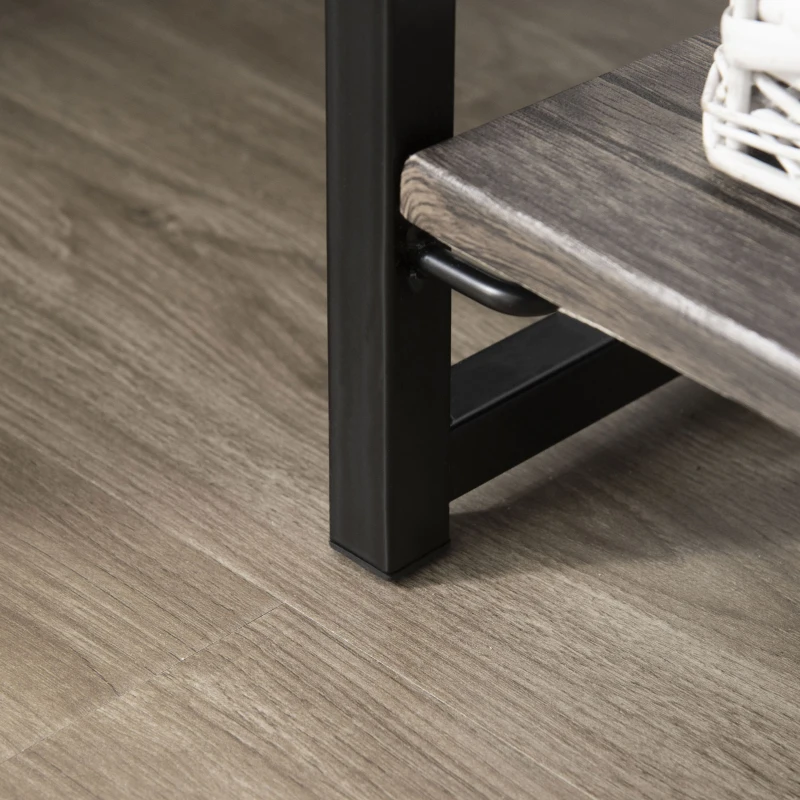 HOMCOM Estante Dobrável com 4 Níveis Estante de Estilo Industrial de Armazenamento com 5 Ganchos e Anti-Rolamento para Sala de Estar Escritório Dormitório 60x30x150cm Preto