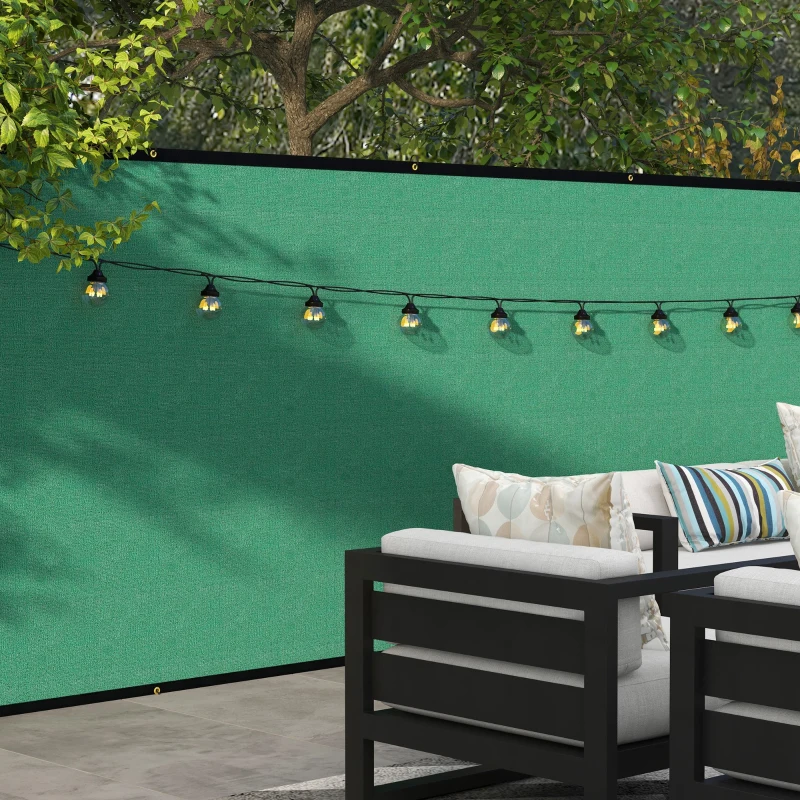 Outsunny Paravan Gard, Paravan cu Rezistență la Vânt, Plasă de Umbrire pentru Grădină cu Ochiuri de Alama, 15x2 m, Verde
