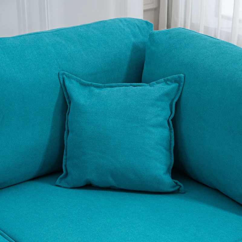 HOMCOM Canapea Secțională Convertibilă, Canapea în Formă de L cu Taburet Otoman Reversibil și Perne, 222x154,5x71 cm, Albastru