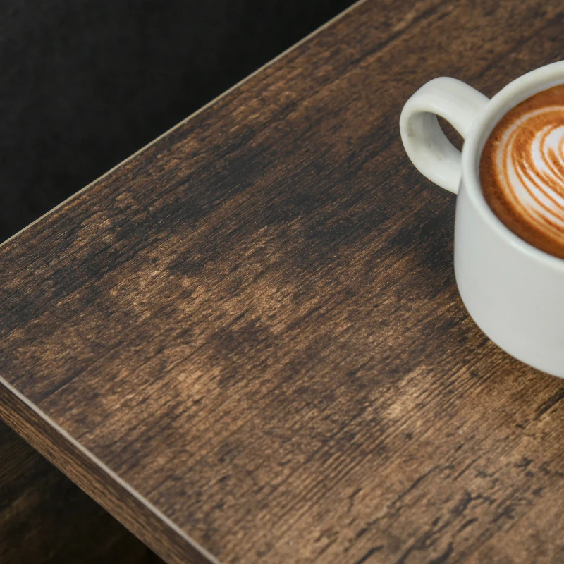 HOMCOM Tavolino da Salotto in Stile Industriale con 3 Scomparti a Forma di S, 48x48x48cm, Color Legno