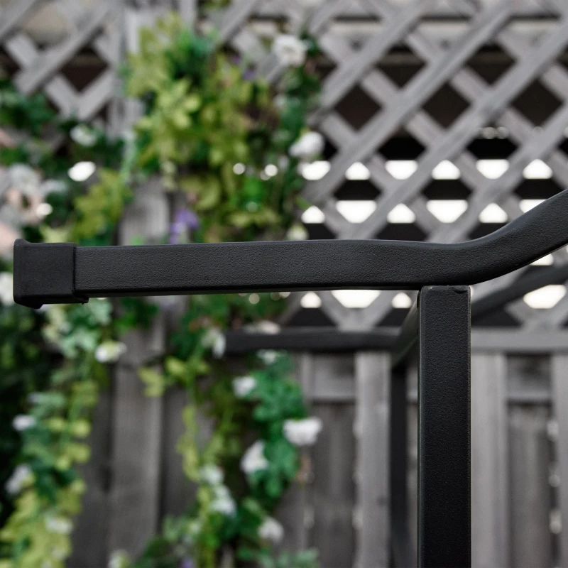 Outsunny Steel Frame Outdoor Garden Arch w/ 2-Seater Bench Flower Climber Black