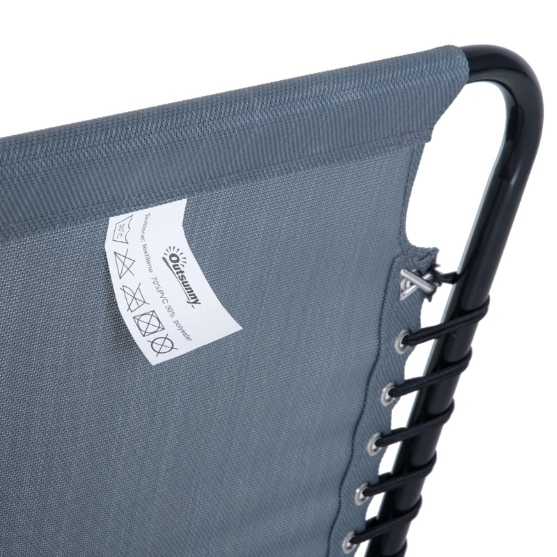 Outsunny Folding Sun Lounger, 3 Positions-Grey