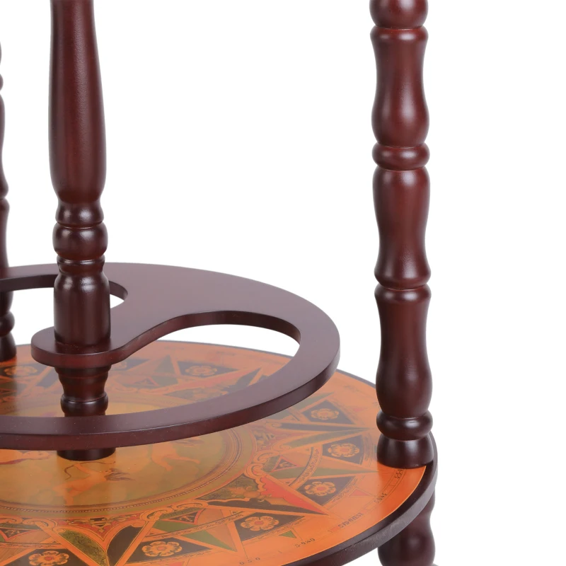 HOMCOM Globe Drink Cabinet Mini Bar Movable Double Deck Wine Bottle Stand Holder W/ 3 Wheels