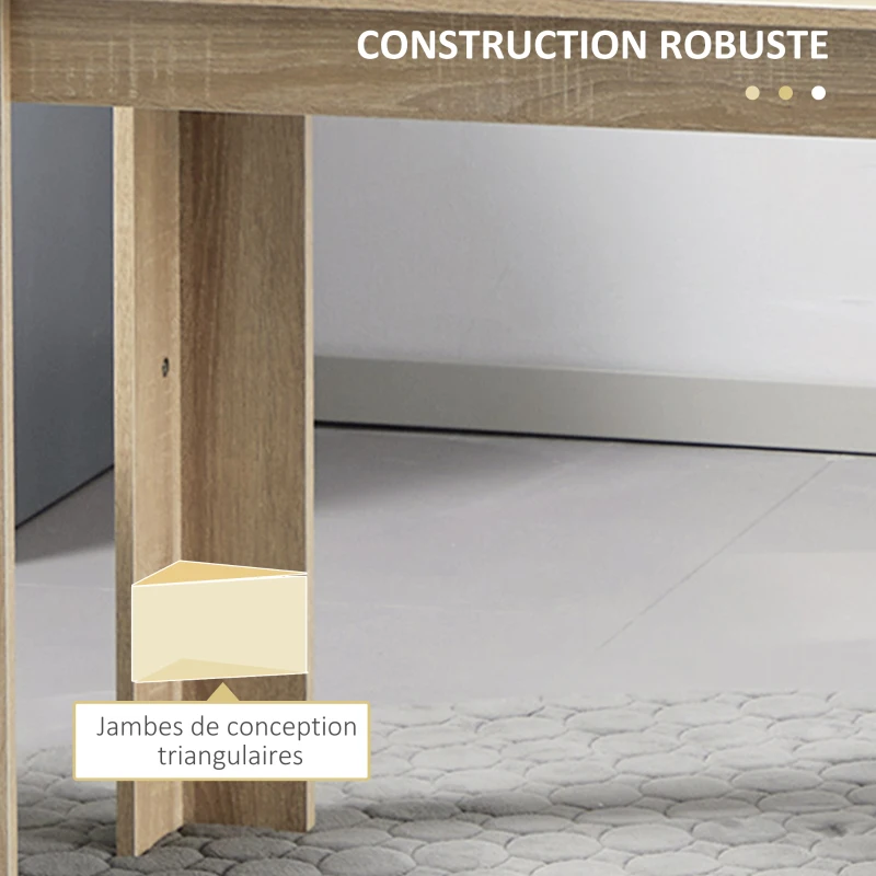 HOMCOM Ensemble Banc et Table à manger design moderne - grand plateau - assise confortable - en bois noir et naturel