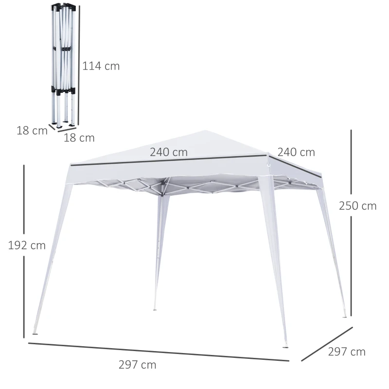 Outsunny 3 x 3m Pop Up Gazebo, Water Resistent, Foldable, w/Carrying Bag-White