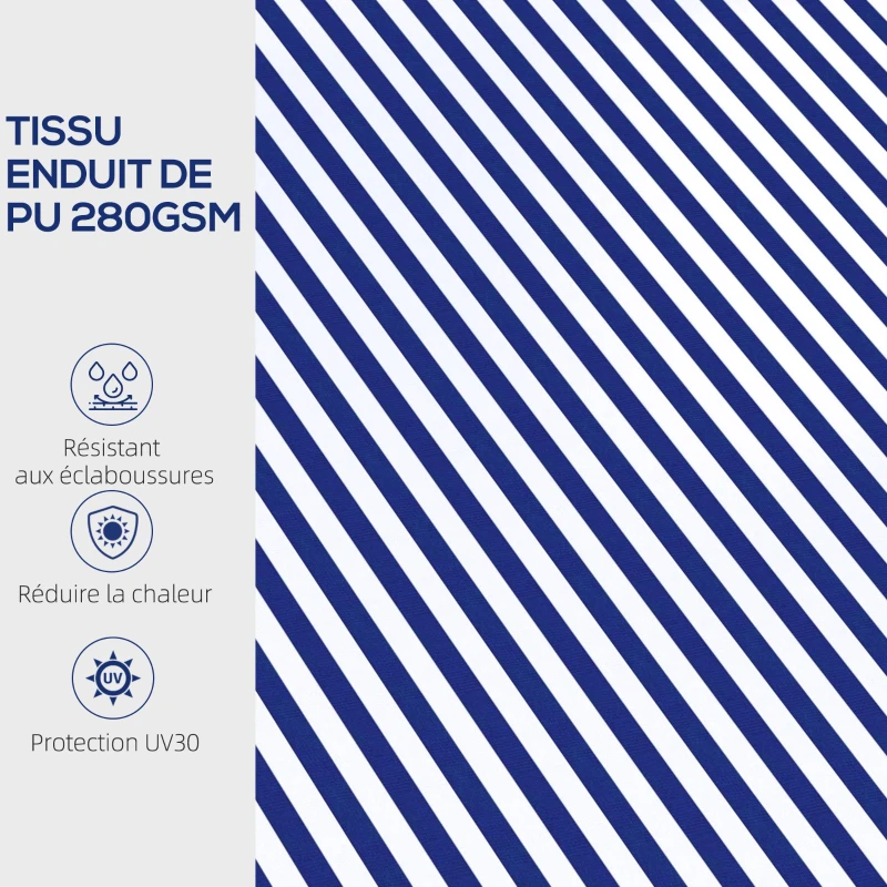 Outsunny Store banne manuel rétractable store pour balcon inclinaison réglable manivelle cadre en aluminium polyester bleu blanc