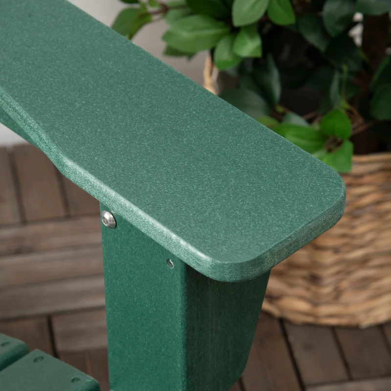 Outsunny Silla Adirondack con Reposapiés Retráctil Reposabrazos y Respaldo Alto para Exterior 78x135x95 cm Verde Oscuro
