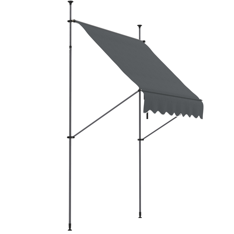 Outsunny Toldo Manual Retrátil com Manivela 200x120x210-300 cm com Altura Ajustável Impermeável para Jardim Varanda Cinza Escuro
