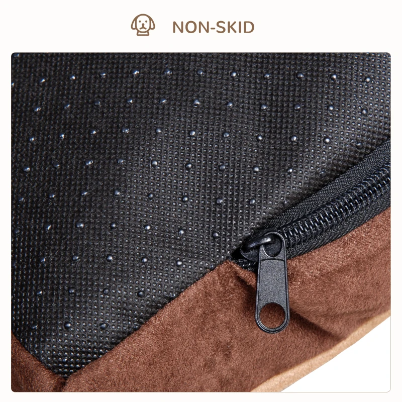 PawHut Cama para Mascotas Colchón de Espuma de Perro Gato con Funda Extraíble y Lavable con Cremallera Parte Inferior Antideslizante 100x70 cm Marrón