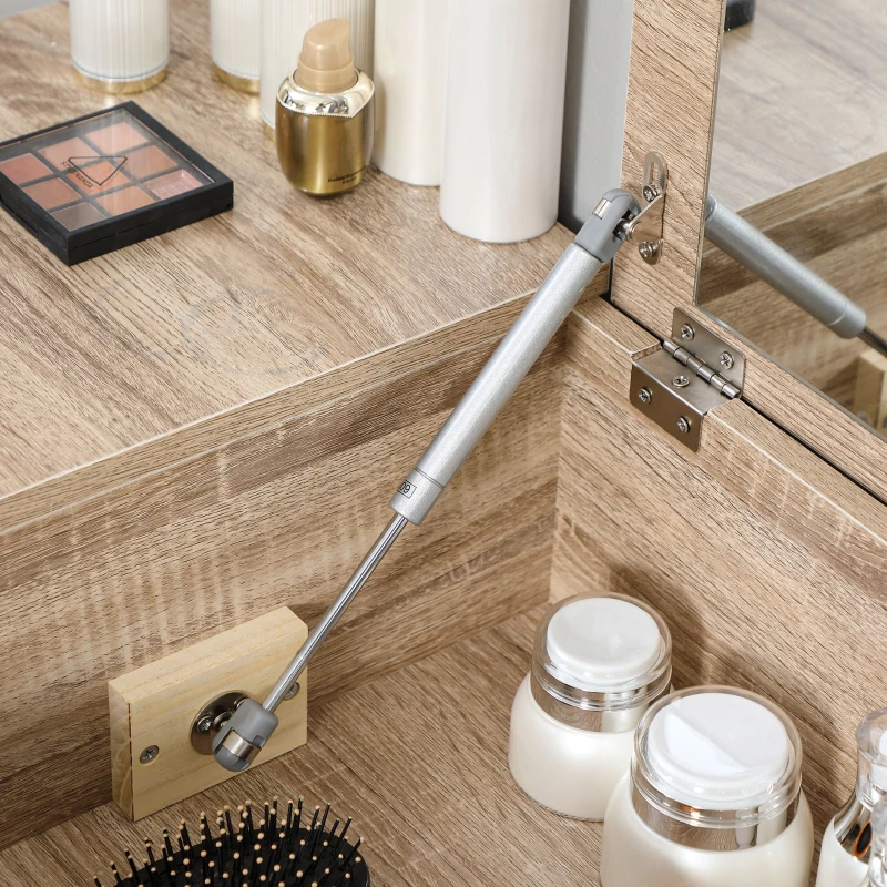 HOMCOM Tocador de Maquillaje con Espejo Abatible y 2 Cajones de Rejilla de Estilo Cannage 100x46x78,5 cm Roble