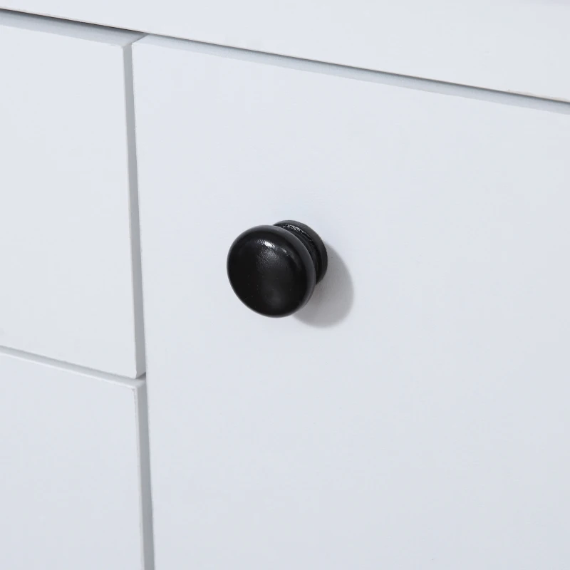 HOMCOM Aparador de Cocina Moderno con Cajones y Botellero Mueble Auxiliar para Comedor Salón 110x35x75 cm Blanco