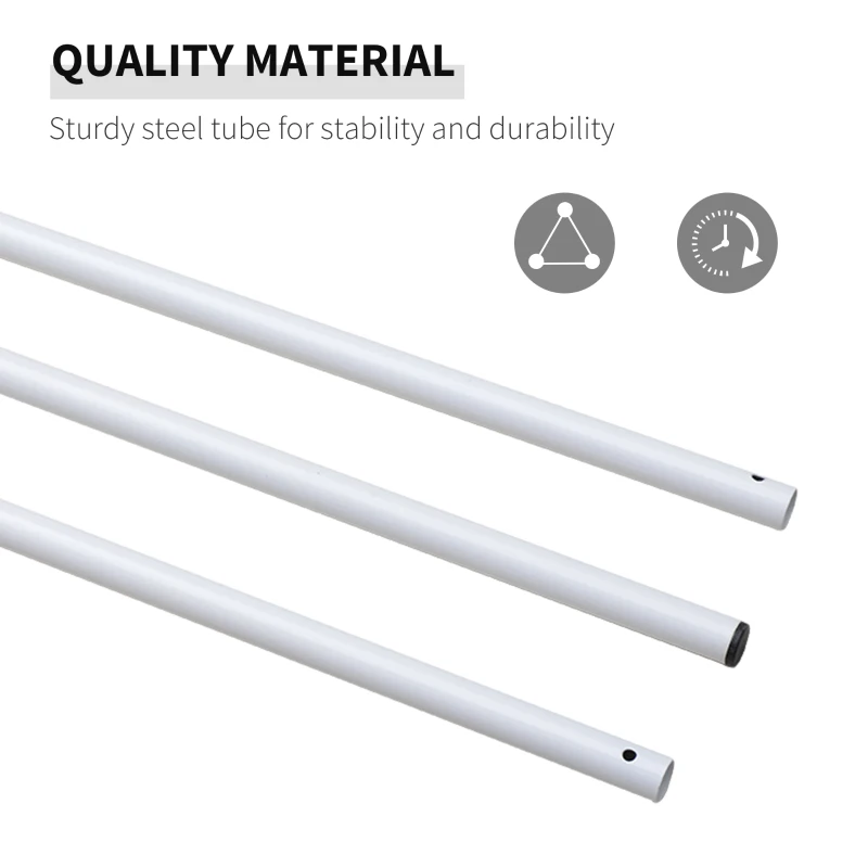 Outsunny 3 m Awning Sail Shade Canopy Pole Kit Adjustable Pole With Rope Metal - White