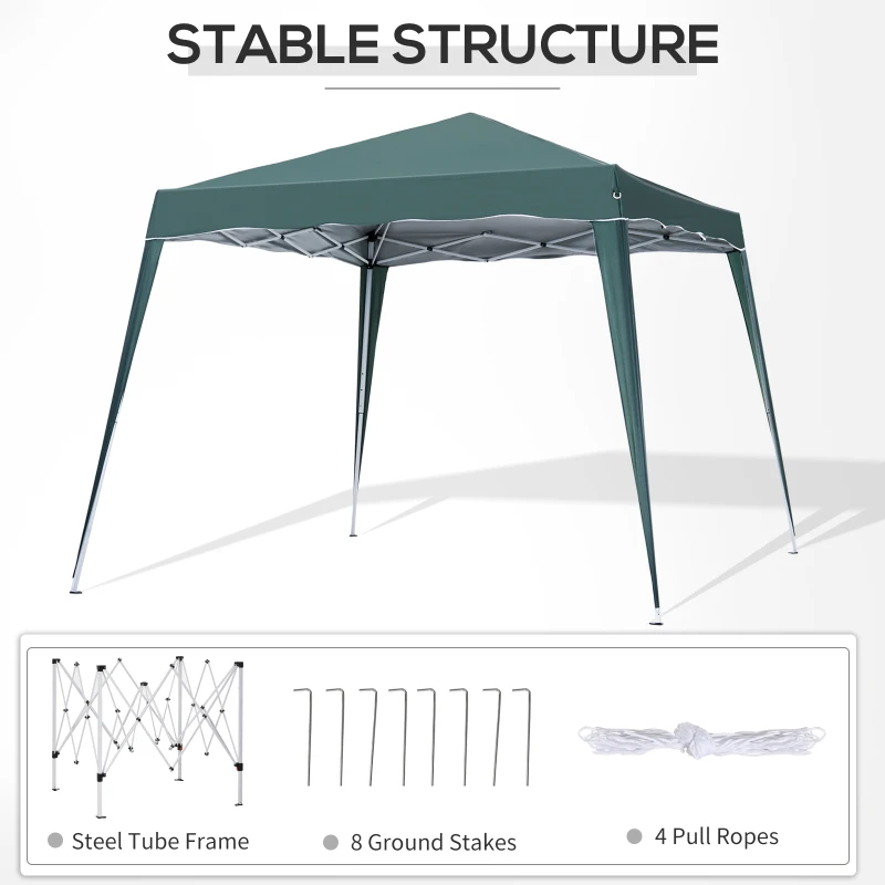 Outsunny Slant Leg Pop Up Gazebo with Carry Bag, Height Adjustable Party Tent Instant Event Shelter for Garden, Patio, ( 3 M × 3 M Base / 2.5 M × 2.5 M Top, Green)