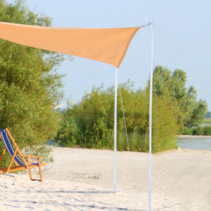 Outsunny 3 m Awning Sail Shade Canopy Pole Kit Adjustable Pole With Rope Metal - White