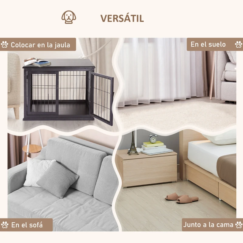 PawHut Cama para Mascotas Colchón de Espuma de Perro Gato con Funda Extraíble y Lavable con Cremallera Parte Inferior Antideslizante 100x70 cm Marrón
