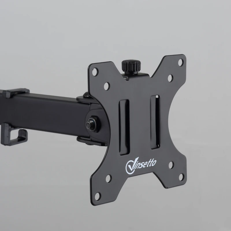 Vinsetto Soporte Monitor de PC para Pantalla LCD LED de 13"-32" VESA 75/100 mm con Brazo de Resorte de Gas Giratorio 360° Altura Ajustable 2 Opciones de Montaje 47x11,5x52 cm Negro