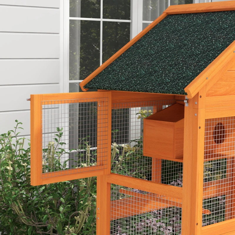 PawHut Cage à oiseaux en bois cage perroquet aire de jeux toit asphalte imperméable 92 x 52 x 171 cm orange