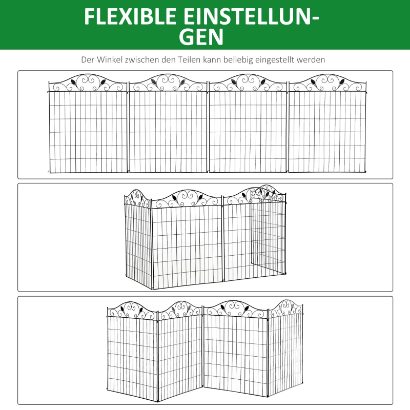 Outsunny Tuinhek Gaashek Hek, Vintage-Design, weerbestendig, 365 cm x 0.8 cm x 112 cm, Zwart