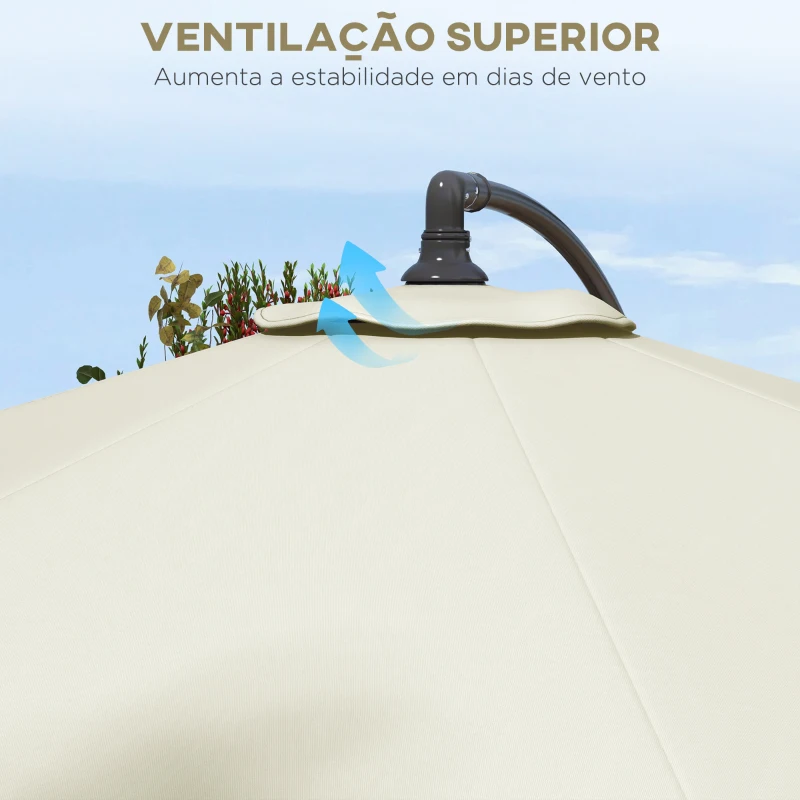 Outsunny Toldo de Substituição para Chapéu de Sol de 3 m com Ventilação Superior para Exterior Jardim Pátio Piscina Creme