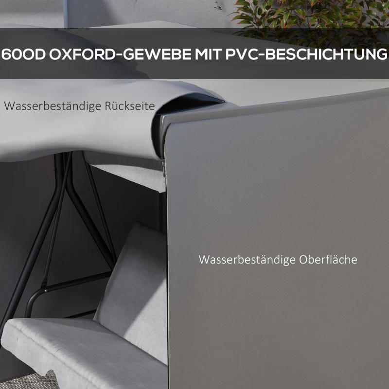Outsunny Beschermhoes voor Hollywoodschommel, scheurbestendig, waterdicht, stofdicht, polyester, 177 x 114 x 152 cm, grijs