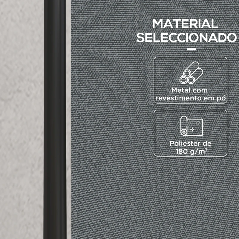 Outsunny Biombo Separador de Ambientes de 4 Painéis Biombo Dobrável 221x172 cm com Pés Largos para Terraço Pátio Jardim Cinza Escuro