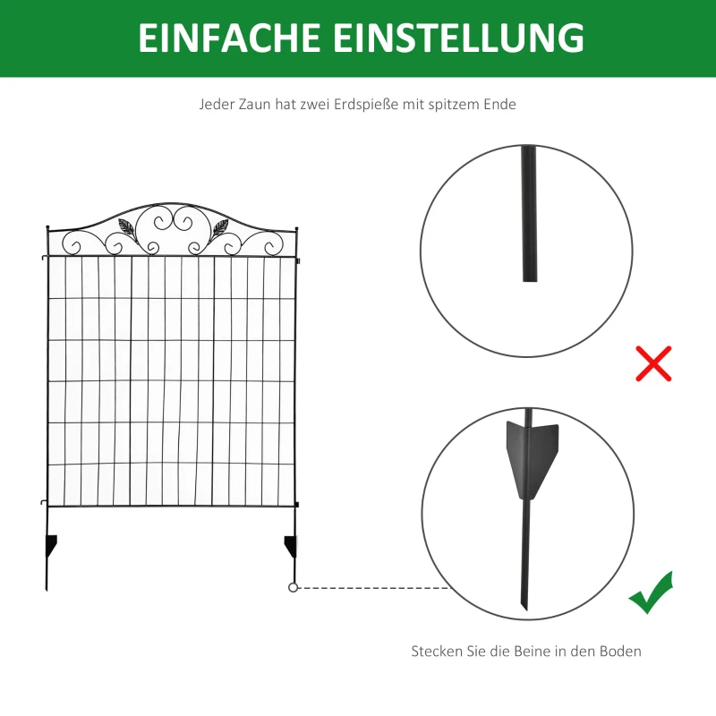 Outsunny Tuinhek Gaashek Hek, Vintage-Design, weerbestendig, 365 cm x 0.8 cm x 112 cm, Zwart
