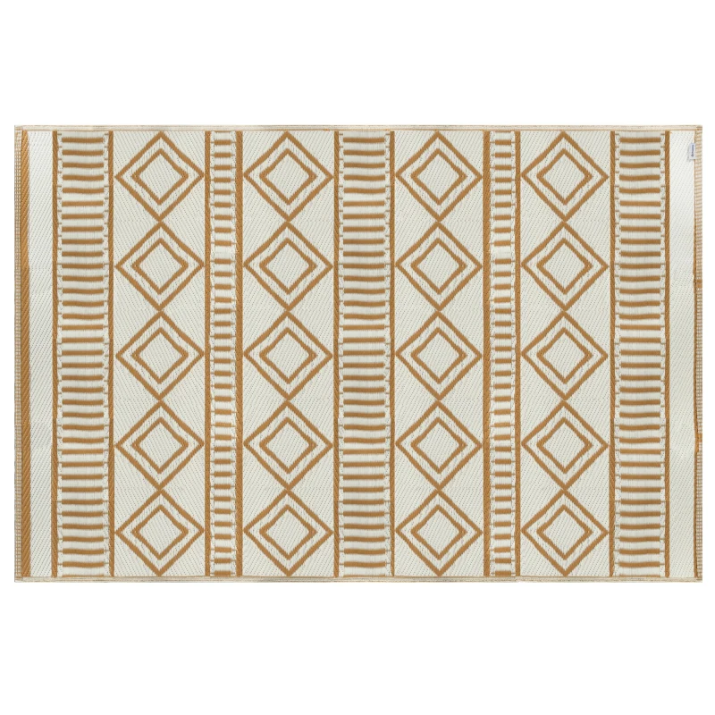 Tappeto Da Esterno Impermeabile E Reversibile – 122x183 Cm, Beige/Nero, In Plastica PP, Per Giardino, Campeggio, Balcone E Spiaggia