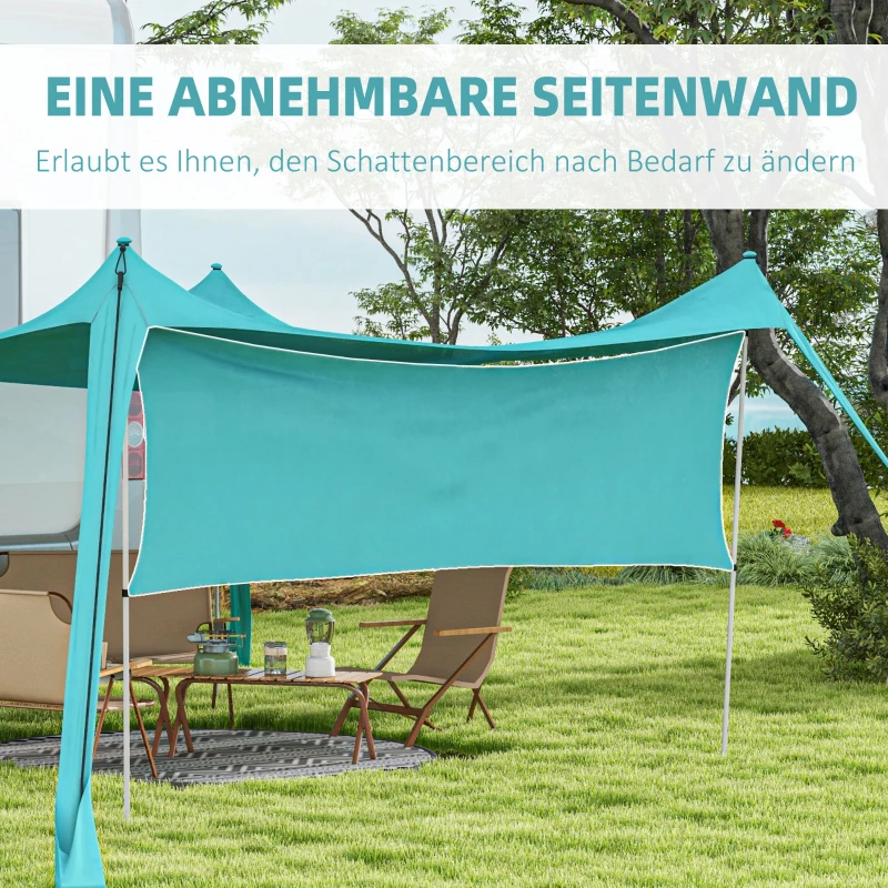 Outsunny Zonnescherm, waterdicht, aanpasbaar, lichtgewicht, opvouwbaar, stalen steunen, 3x3x2m, hemelsblauw