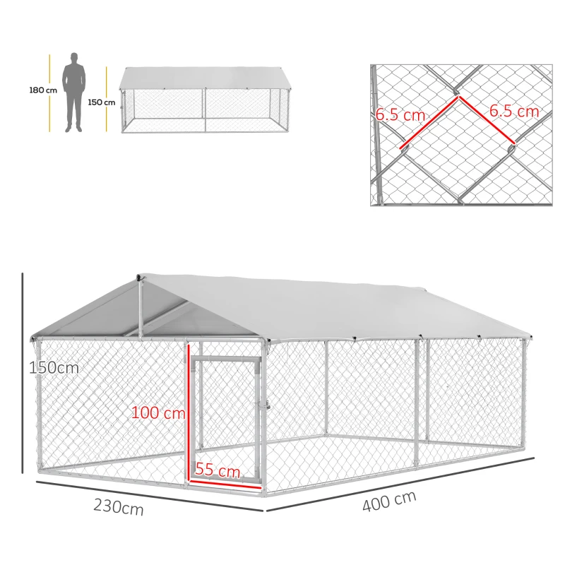 PawHut Cusca de 4 x 2,3 x 1,5 m pentru Caini, de Exterior(m-3)