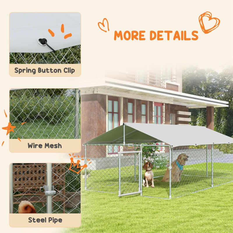 PawHut Cusca de 4 x 2,3 x 1,5 m pentru Caini, de Exterior(m-7)