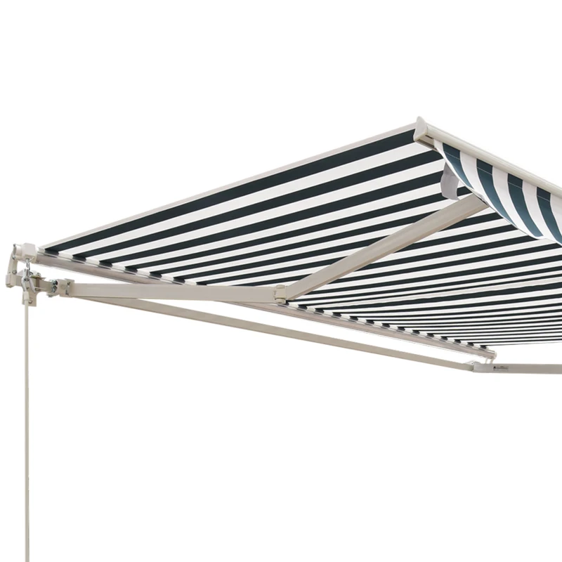 Outsunny Retractable Awning, 2.5x2 m-Dark Green/White