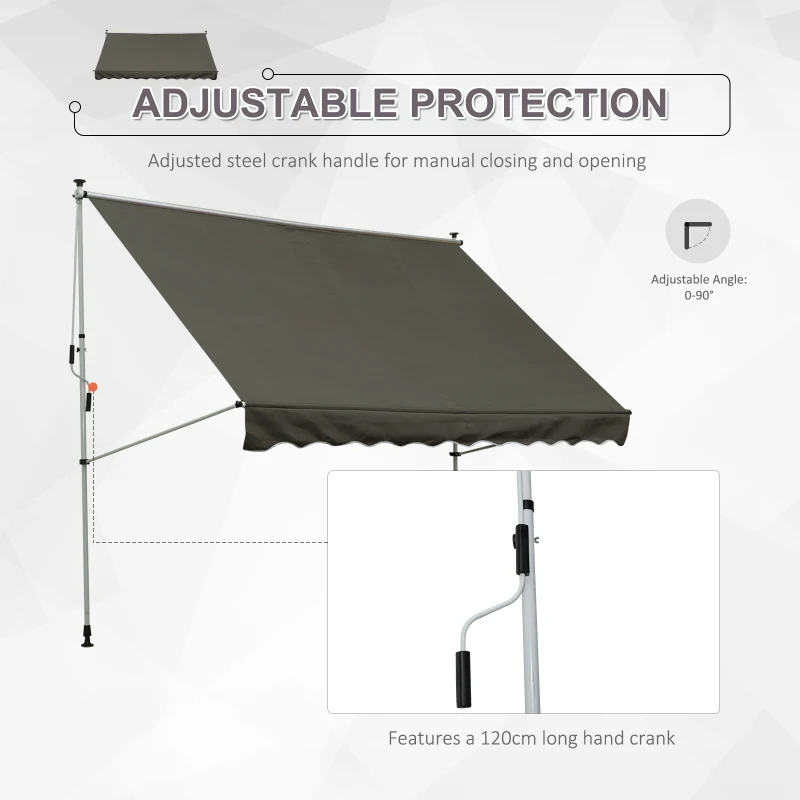 Outsunny 3x1.5m  Adjustable Outdoor Aluminium Frame Awning Grey