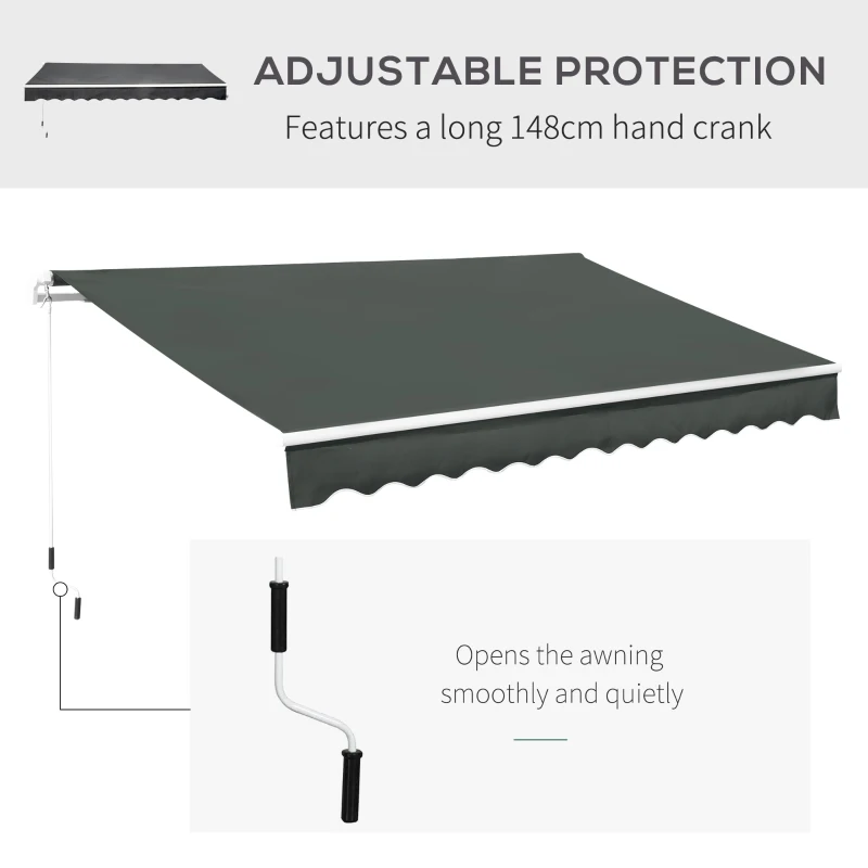 Outsunny 3.5M x 2.5M Manual Awning Canopy Retractable Sun Shade Shelter for Garden Patio