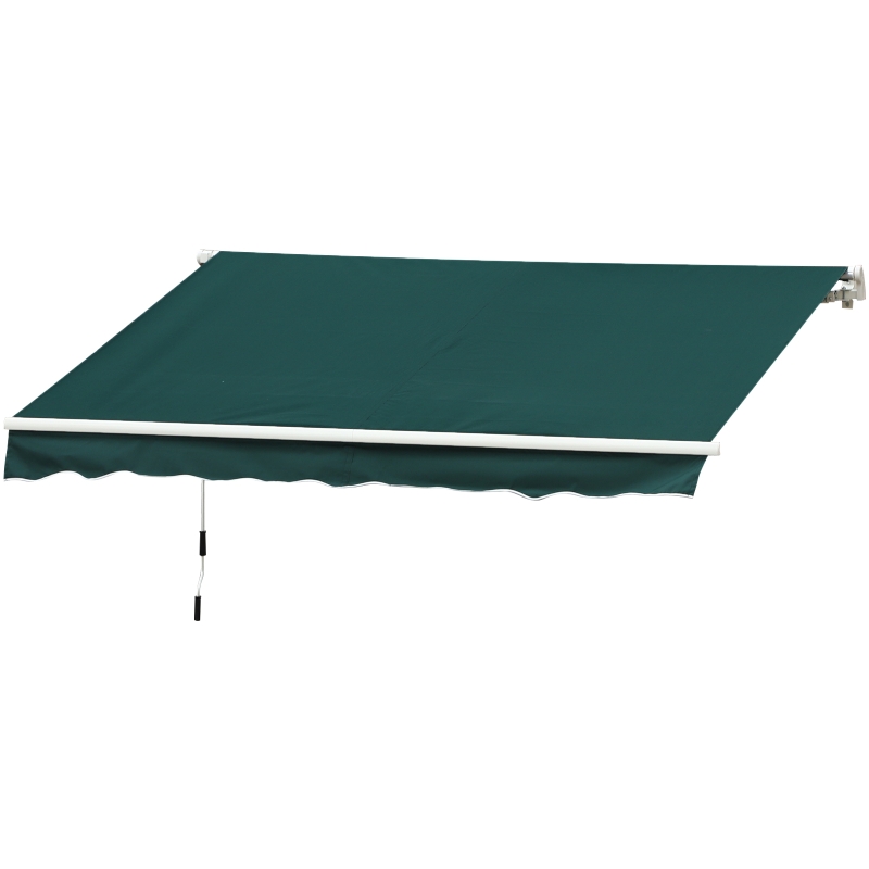 Outsunny Manual Retractable Awning, 3.5x2.5 m-Green