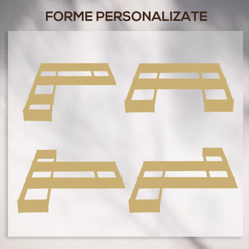 Outsunny Jardiniera de Exterior 5 Piese modulare cu Fund Deschis din Lemn de Brad pentru Plante, Flori si Legume 230x230x28 cm, culoare Lemn natur