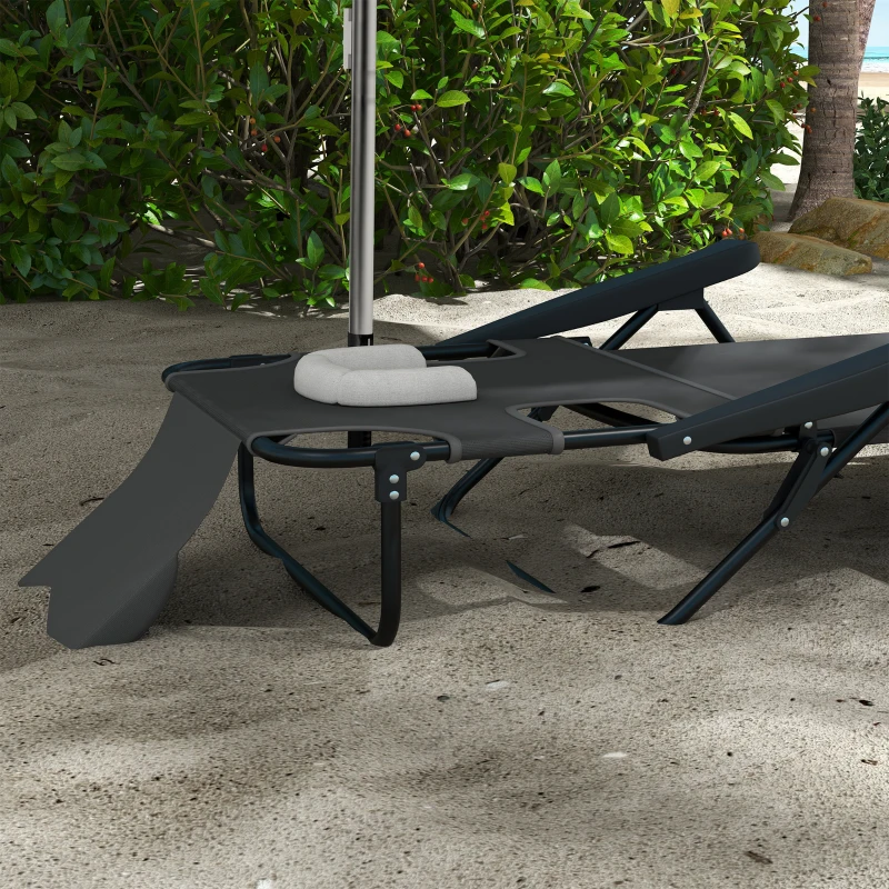 Outsunny Tuinstoel Ligstoel, opvouwbaar, weerbestendig, 194 cm x 72 cm x 89 cm, Zwart + Donkergrijs