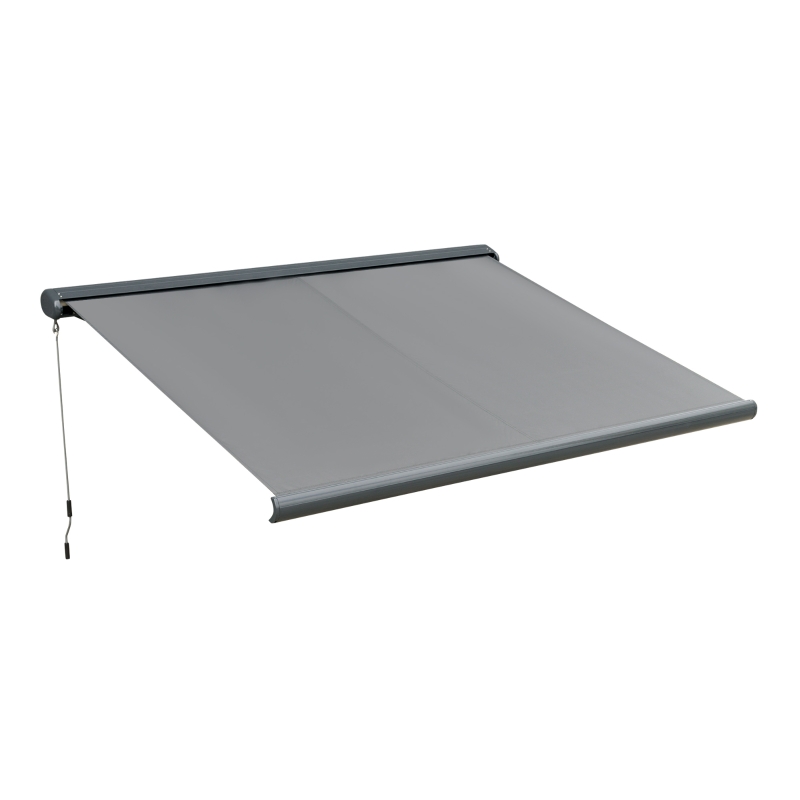 Outsunny Cassette Electric Manual Awning Door Window Retractable Canopy w/ R/C & LED 300W x 0-250D cm