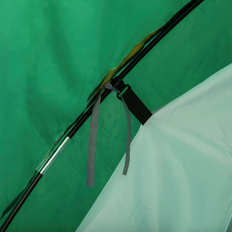 Outsunny Camping Dome Tent 2 Room for 3-4 Person with Weatherproof Vestibule Backpacking Tent Large Windows Lightweight for Fishing & Hiking Green