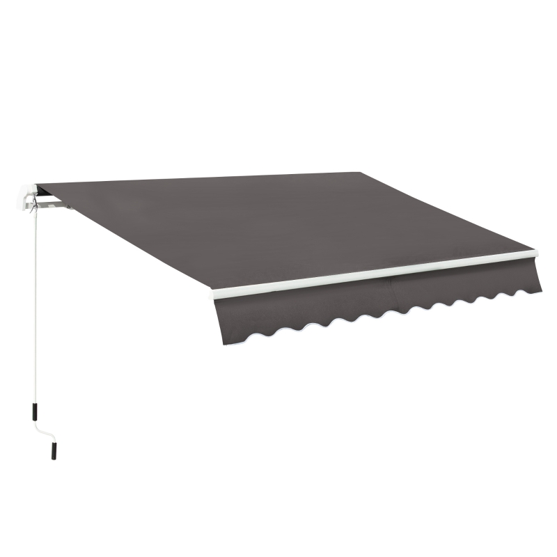 Outsunny Awning Canopy Manual Retractable Porch Sun Shade Shelter 3 x 2m Grey