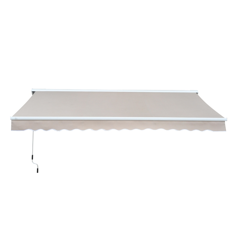 Outsunny 3.5Lx2.5M Retractable Manual/Electric Awning-Cream White/White