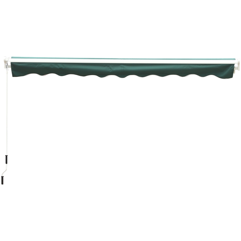 Outsunny Manual Retractable Awning, 3.5x2.5 m-Green