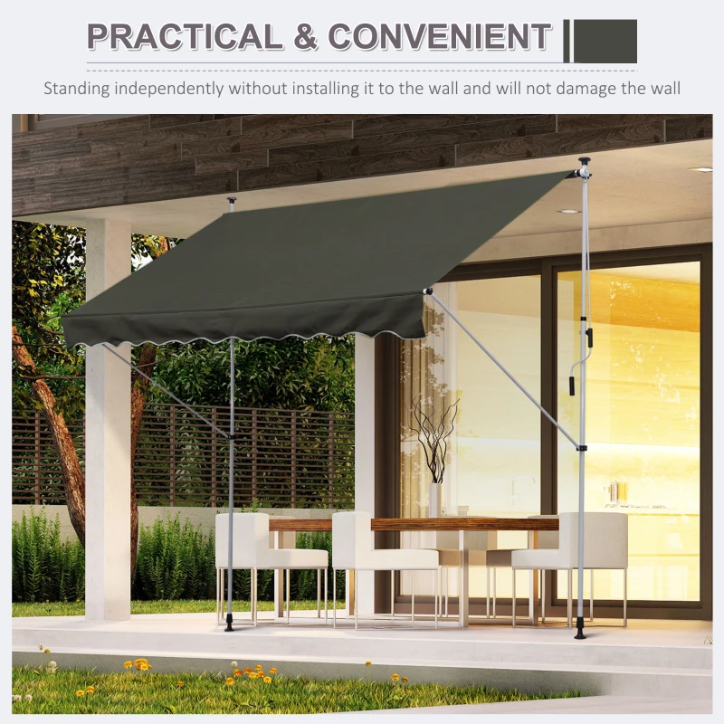 Outsunny 3x1.5m  Adjustable Outdoor Aluminium Frame Awning Grey