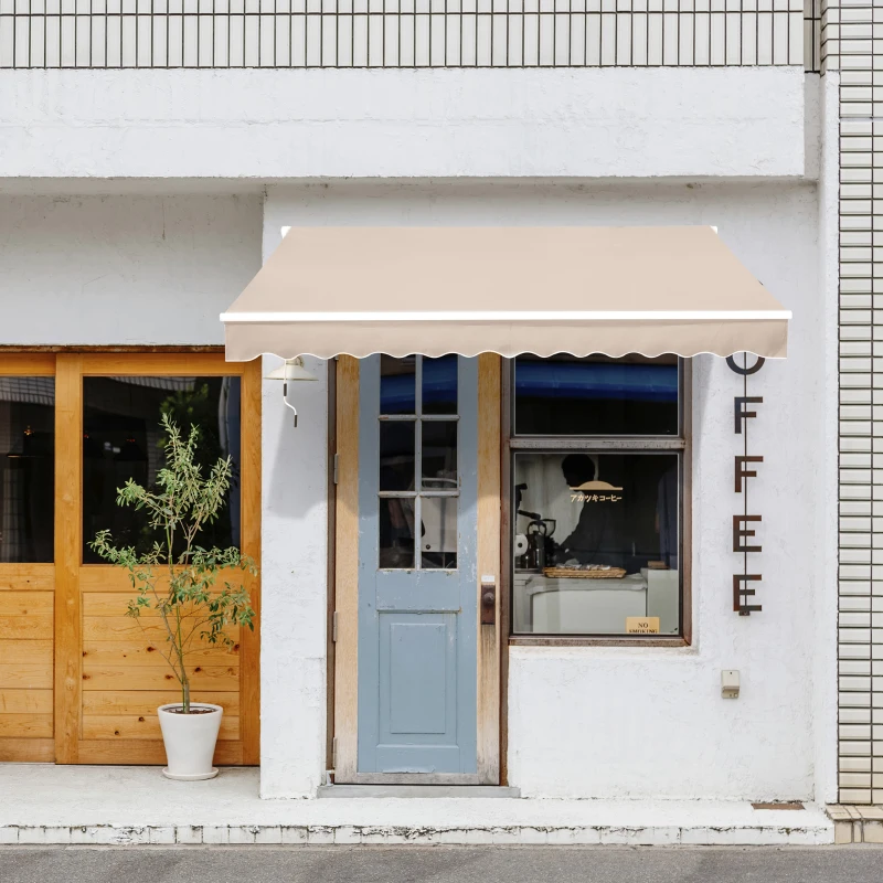 Outsunny Manual Retractable Awning, 3x2.5 m-Ivory White