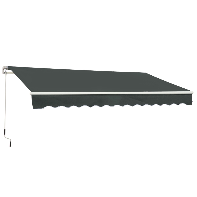 Outsunny 3.5M x 2.5M Manual Awning Canopy Retractable Sun Shade Shelter for Garden Patio