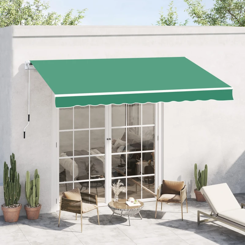 Outsunny Manual Retractable Awning, size (4m x3m)-Green
