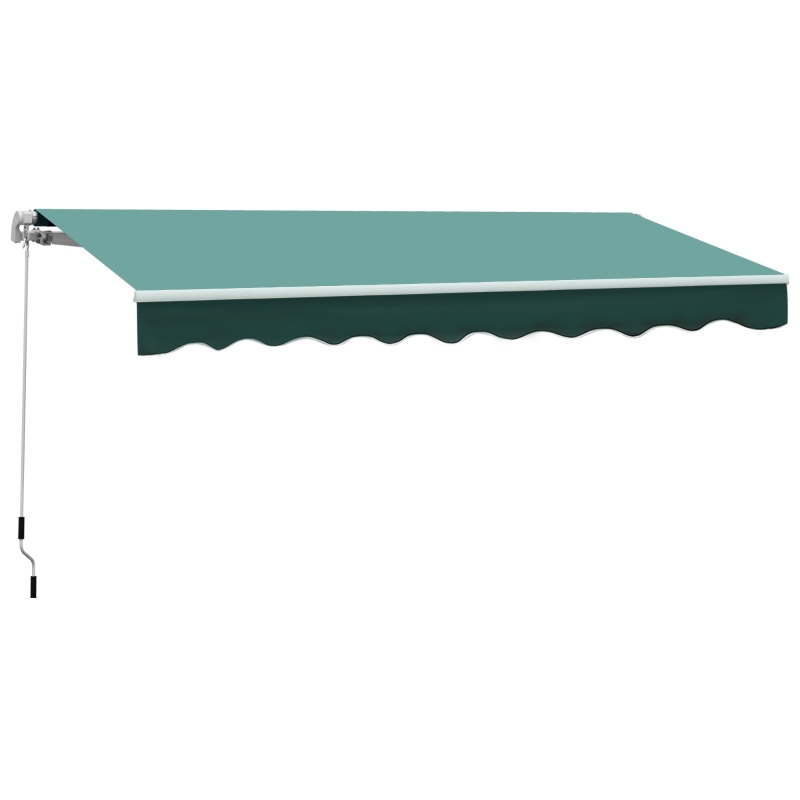 Outsunny 3x2.5 m Sun Shade Canopy Garden Patio Manual Retractable Awning Canopy-Dark Green