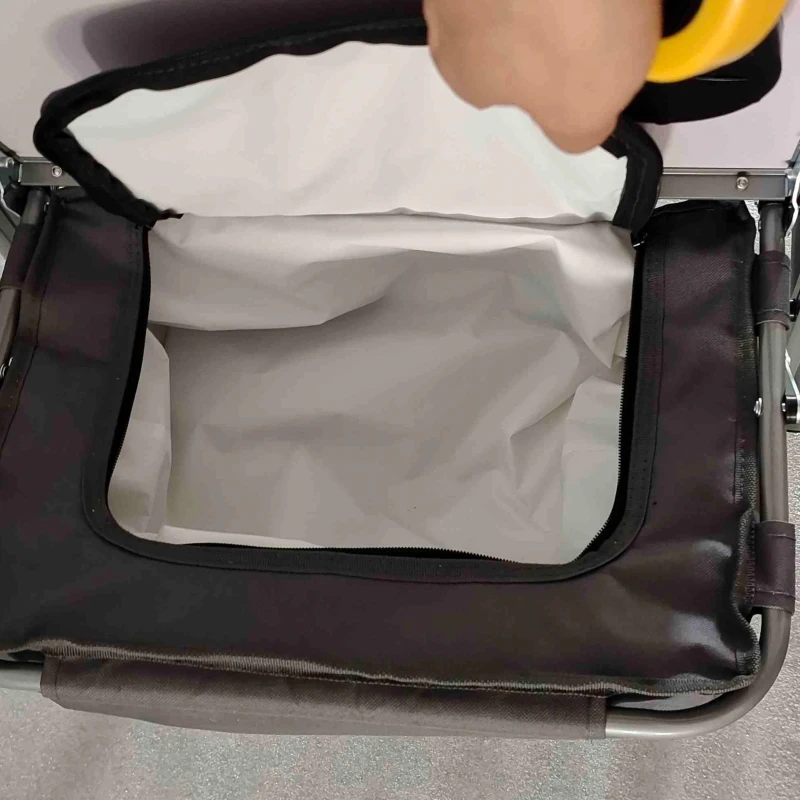 Folding Aluminium Camping Chair, with Cooler Bag Table - Grey