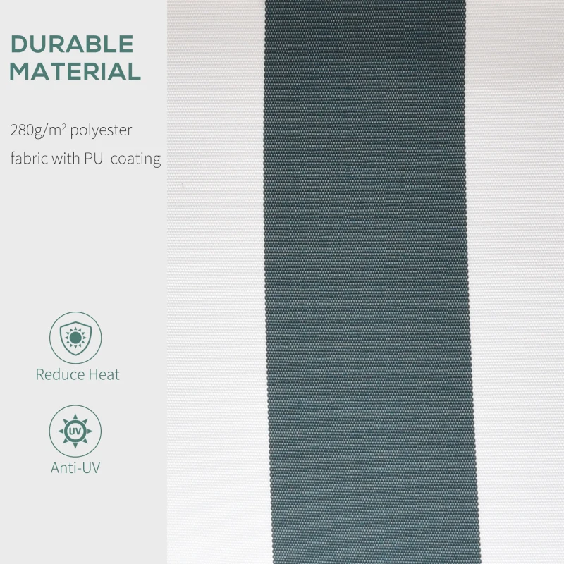 Outsunny Retractable Awning, 2.5x2 m-Dark Green/White