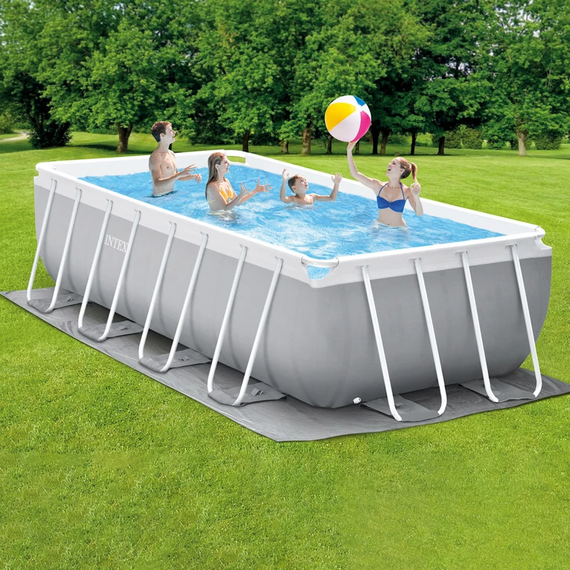 INTEX 26792NP - Piscina Prisma Metal Frame 488X244X107 Cm Con Pompa Filtro,Scaletta,Telo Base, Copertura